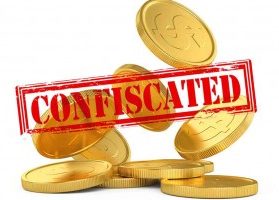 Gold coins and confiscated stamp
