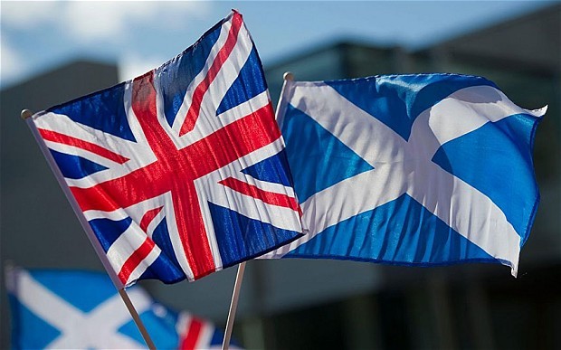 British and Scotland flags