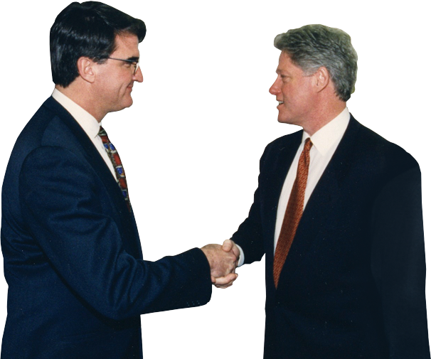 Philip N Diehl and Bill Clinton shaking hands