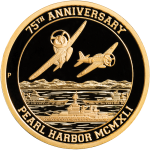 Front of Proof Pearl Harbor Certified Gold Coin from the Reagan Legacy Series