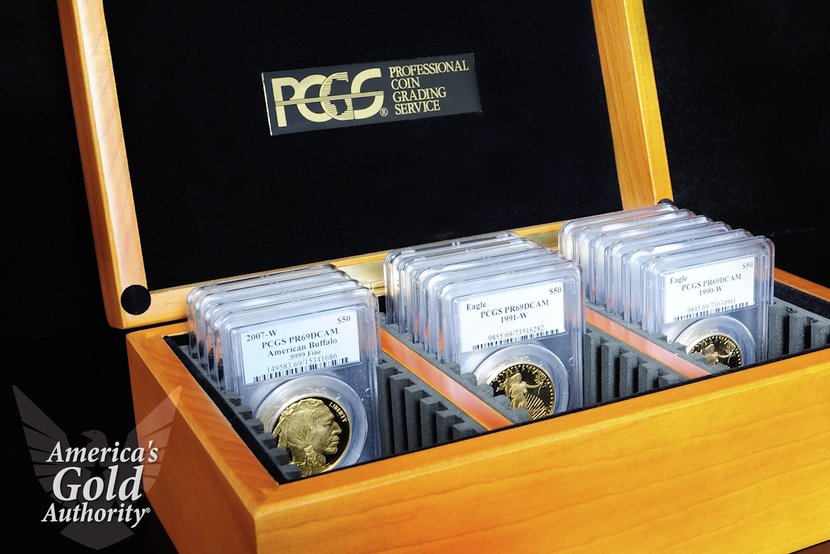 PCGS box of graded coins