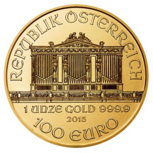 gold coin worth 100 euros with large building design