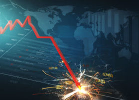Red line crashing through market chart