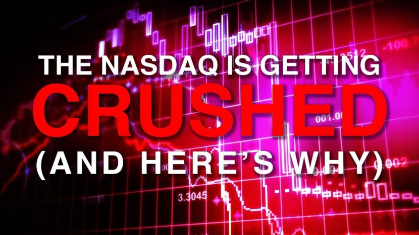 red and pink Stock Market numbers declining that proves the NASDAQ is getting crushed