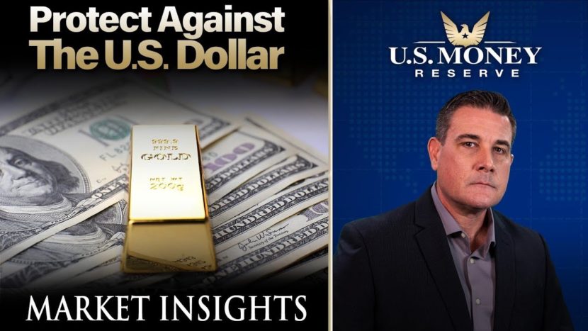 Patrick Brunson presenting next to a gold bar on top of American dollar bills