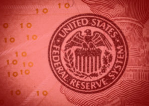 United States Federal Reserve System Seal - Red Faded Currency Background