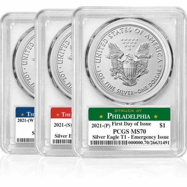 Silver American eagle 3-coin set from all 3 U.S. mints
