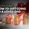 Five Step Guide for How to Gift Coins to a Loved One - Gold coins stacked with red ribbon around them