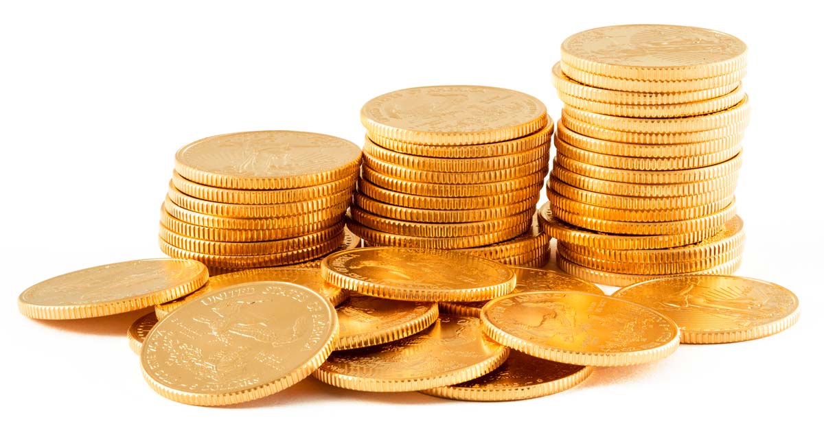 American Gold Eagle coin stack