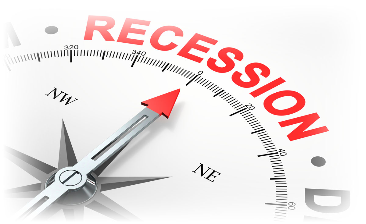 Compass pointing towards “RECESSION”