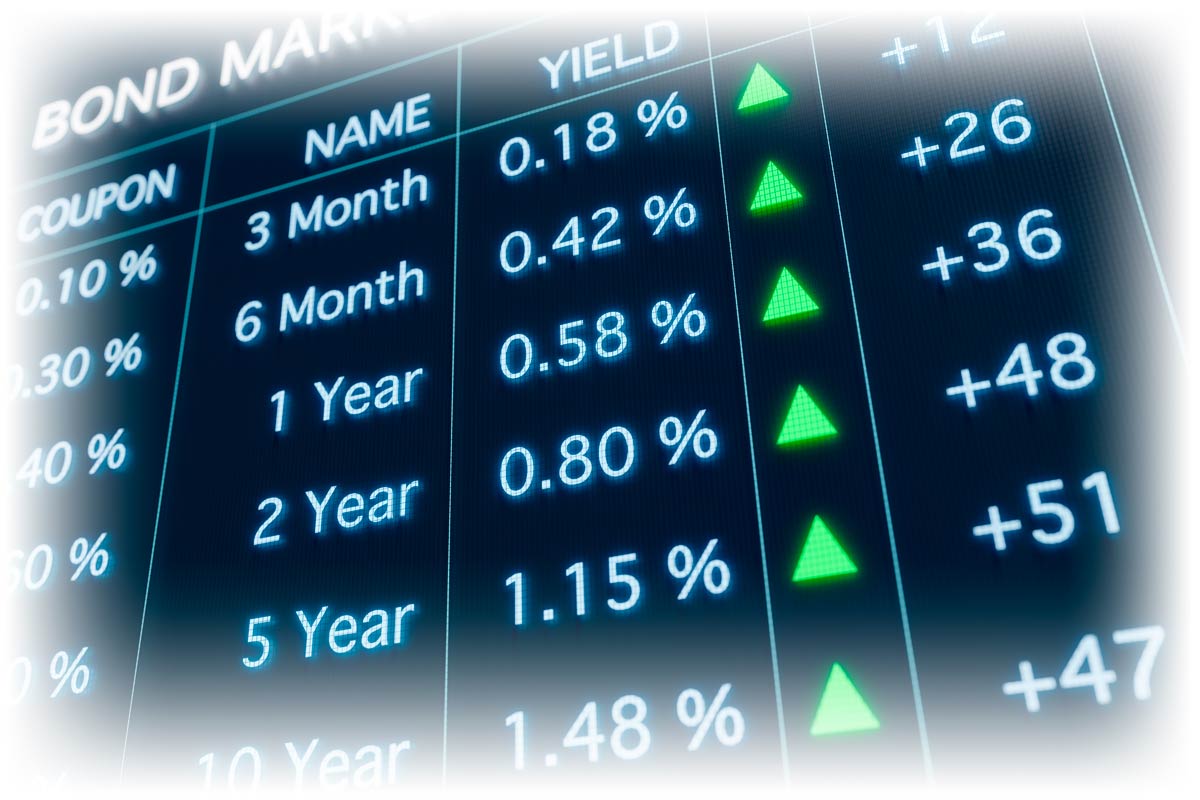 Computer screen showing bond market information
