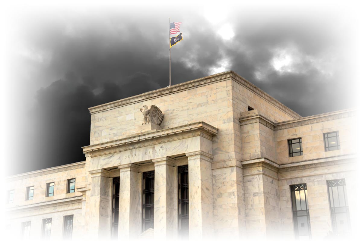 Federal Reserve building under cloudy sky