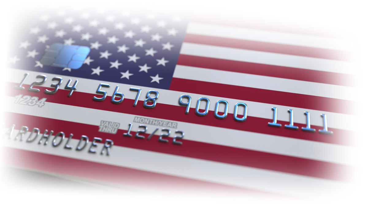 American flag credit card representing national debt