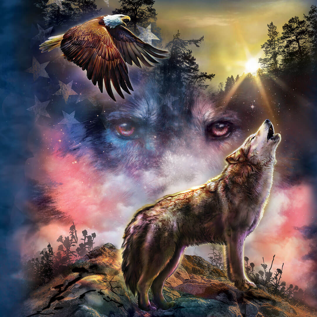 wolf and eagle artwork by Tami Alba