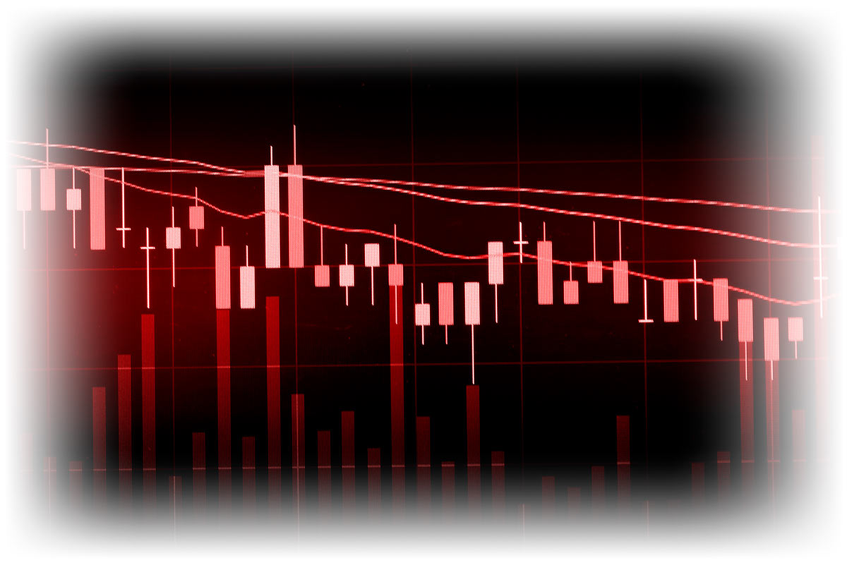 Red downward-trending stock data