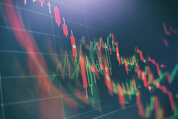 Mixture of stock data indicating market volatility