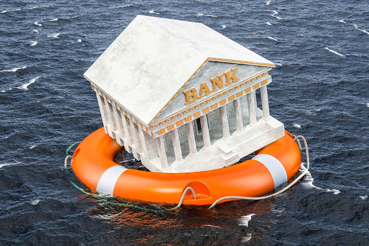 Bank floating in life ring buoy