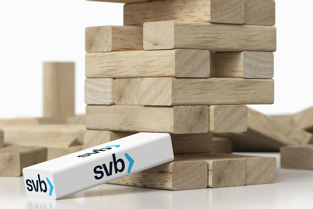 Stacking blocks with bottom block labeled "SVB" being removed