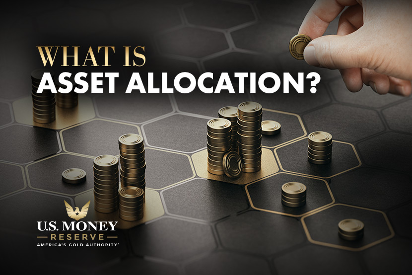 Gold coins on black and gold hexes with text "What is Asset Allocation?"