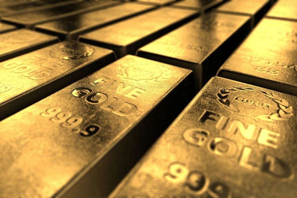 Rows of gold bars