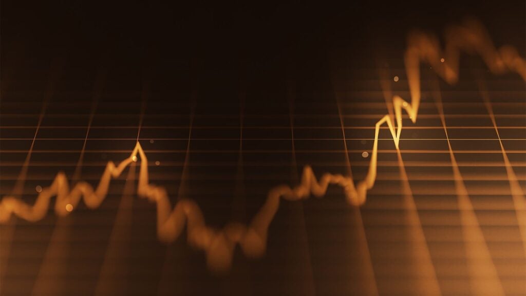 Financial chart with golden hue