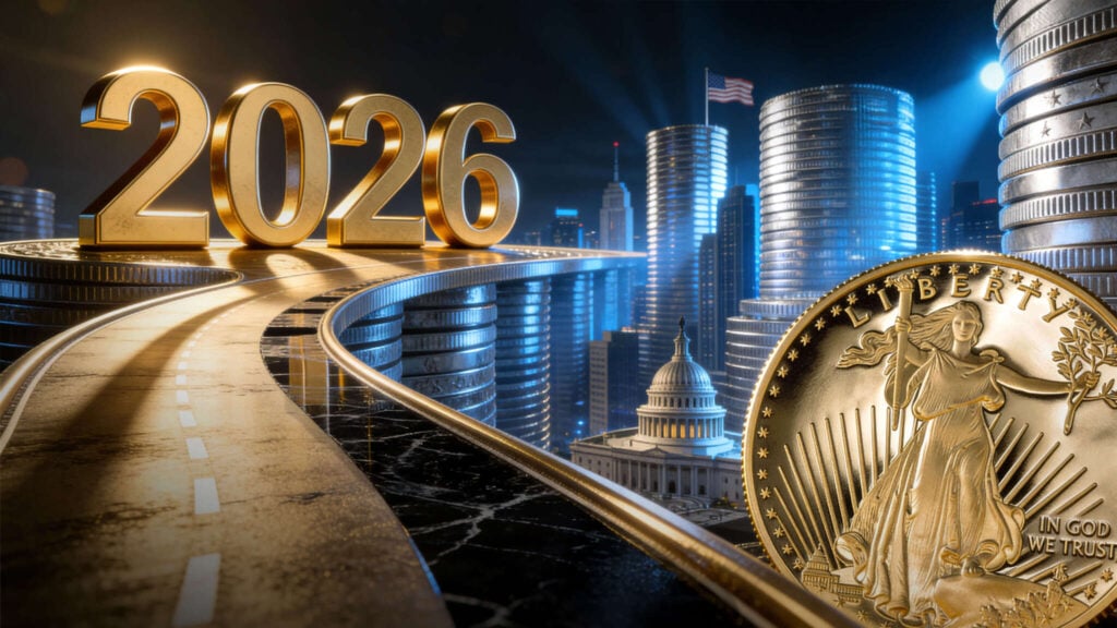Gold coins stacked on global graph background