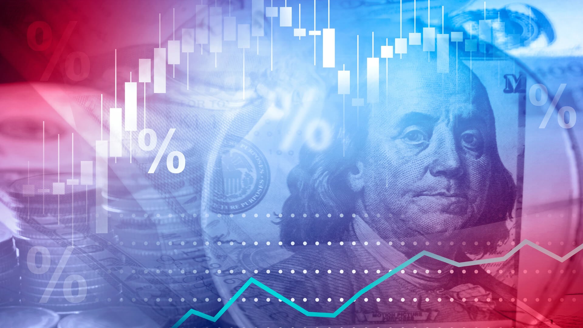 Financial chart overlaid on US dollar